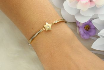 Elegancka bransoletka Nomination Italy Milleluci z zawieszką w kształcie gwiazdki. Stal szlachetna platerowana złotem, wysadzana cyrkoniami, regulowana długość 14–19 cm. Idealny prezent (2).jpg